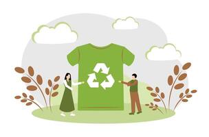 Garbage recycling. Clothes made from recycled materials. vector