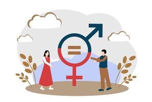 Gender equality. Men and women have equal rights. Feminism vector