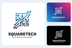 Square Tech Logo Design Template vector