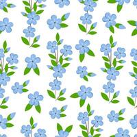 Seamless pattern with blue flowers on white background vector