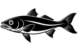 común róbalo pescado silueta ilustración aislado en un blanco antecedentes vector