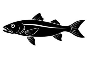 común róbalo pescado silueta ilustración aislado en un blanco antecedentes vector