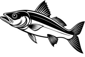 común róbalo pescado silueta ilustración aislado en un blanco antecedentes vector