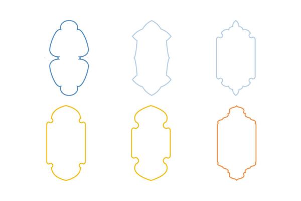 Islamic Vertical Frame Design Thin Line silhouettes Design pictogram symbol visual illustration Colerful