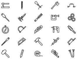 mano herramientas línea icono pictograma símbolo visual ilustración conjunto vector