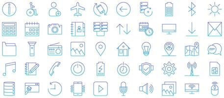 Phone and Tablet Line Gradient Icon pictogram symbol visual illustration Set vector