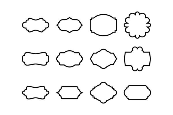 Label Frame Shape Line pictogram symbol visual illustration Set
