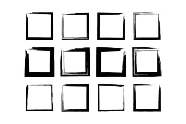 Square Shape Bold Line grunge shape Brush stroke pictogram symbol visual illustration Set
