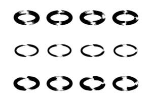 Horizontal circle Shape Bold Brush stroke pictogram symbol visual illustration Set vector