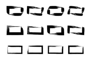 Rectangle Shape Bold Line grunge shape Brush stroke pictogram symbol visual illustration Set vector