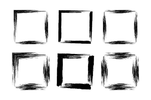 Square Shape Bold Line grunge shape Brush stroke pictogram symbol visual illustration Set