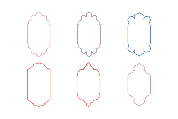 Islamic Vertical Frame Design Thin Line silhouettes Design pictogram symbol visual illustration Colerful