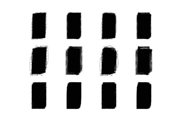 Vertical Rectangle Shape Glyph grunge shape Brush stroke pictogram symbol visual illustration Set