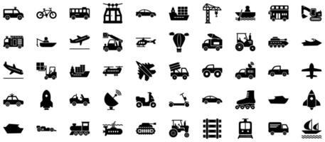 Transportation Glyph icon pictogram symbol visual illustration Set vector