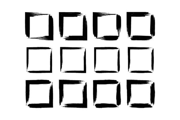 Square Shape Bold Line grunge shape Brush stroke pictogram symbol visual illustration Set