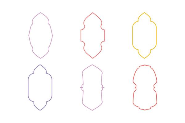 Islamic Vertical Frame Design Thin Line silhouettes Design pictogram symbol visual illustration Colerful