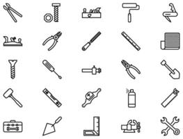 Hand Tools Line Icon pictogram symbol visual illustration Set vector