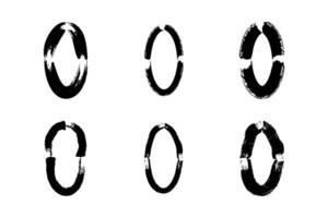 Vertical Oval Shape Bold Line grunge shape Brush stroke pictogram symbol visual illustration Set vector