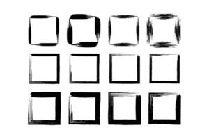 Square Shape Bold Line grunge shape Brush stroke pictogram symbol visual illustration Set vector