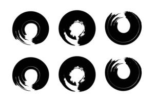 circulo forma negrita línea grunge forma cepillo carrera pictograma símbolo visual ilustración conjunto vector