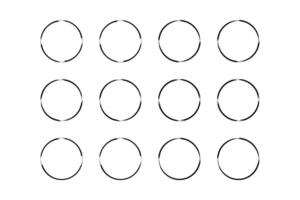 circulo forma redondeado Delgado línea grunge forma cepillo carrera pictograma símbolo visual ilustración conjunto vector