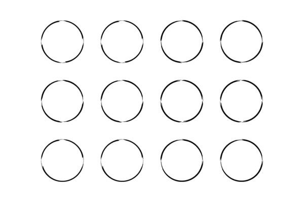 Circle Shape Rounded Thin Line grunge shape Brush stroke pictogram symbol visual illustration Set