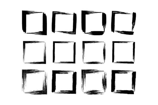 Square Shape Bold Line grunge shape Brush stroke pictogram symbol visual illustration Set