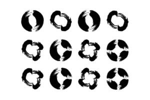 Circle Shape Rounded Bold Line grunge shape Brush stroke pictogram symbol visual illustration Set vector