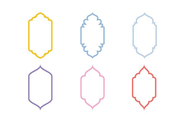 Islamic Vertical Frame Design Thin Line silhouettes Design pictogram symbol visual illustration Colerful