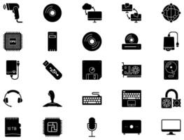 Computer Hardware Glyph Icon pictogram symbol visual illustration Set vector