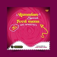 Ramadan iftar menu food post design and social media banner template vector