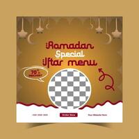 Ramadán iftar menú comida enviar diseño y social medios de comunicación bandera modelo vector