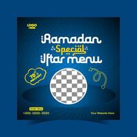 Ramadán iftar menú comida enviar diseño y social medios de comunicación bandera modelo vector