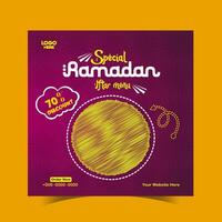 Ramadan iftar menu food post design and social media banner template vector