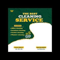 Reliable Cleaning service banner design and square social media post template vector