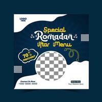 Ramadan iftar menu food post design and social media banner template vector