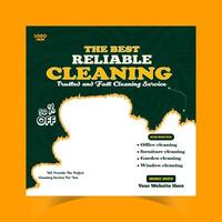 Reliable Cleaning service banner design and square social media post template vector