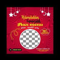 Ramadan iftar menu food post design and social media banner template vector