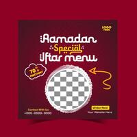 Ramadan iftar menu food post design and social media banner template vector