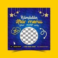 Ramadan iftar menu food post design and social media banner template vector