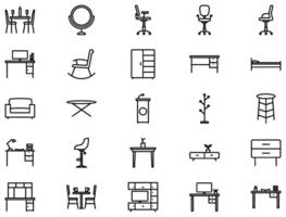 Furniture Line Icon pictogram symbol visual illustration Set vector