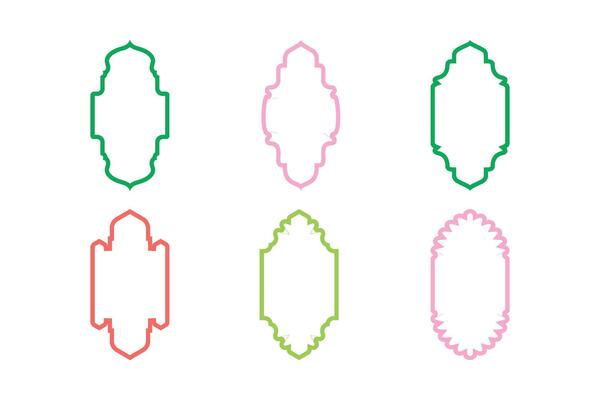 Islamic Vertical Frame Design Thin Line silhouettes Design pictogram symbol visual illustration Colerful