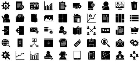 Admin Dashboard Glyph icon pictogram symbol visual illustration Set vector