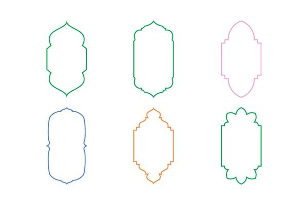 Islamic Vertical Frame Design Thin Line silhouettes Design pictogram symbol visual illustration Colerful