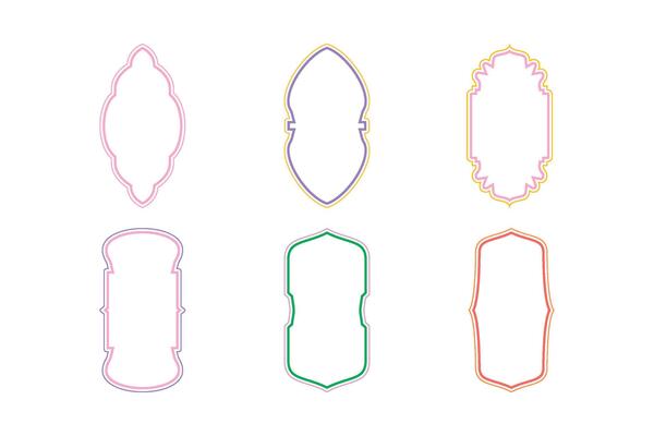 Islamic Vertical Frame Design double lines Outline Linear Colerful silhouettes Design pictogram symbol visual illustration