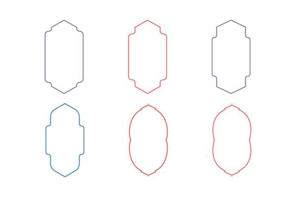 Islamic Vertical Frame Design Thin Line silhouettes Design pictogram symbol visual illustration Colerful