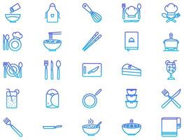 cocina línea degradado icono pictograma símbolo visual ilustración conjunto vector