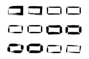 Rectangle Shape Bold Line grunge shape Brush stroke pictogram symbol visual illustration Set vector