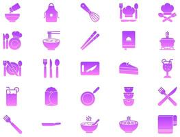 Kitchen Glyph Gradient Icon pictogram symbol visual illustration Set vector