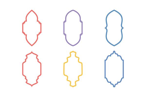 Islamic Vertical Frame Design Thin Line silhouettes Design pictogram symbol visual illustration Colerful